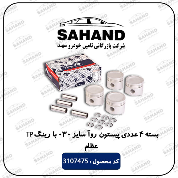 بسته 4 عددی پیستون روآ سایز 030 با رینگ TP عظام